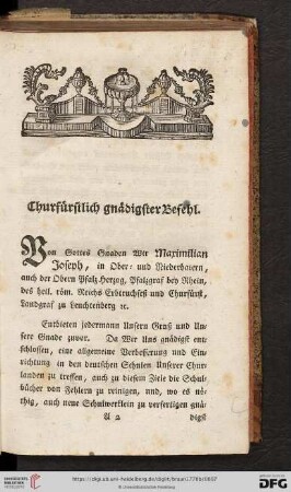 Churfürstlich gnädigster Befehl