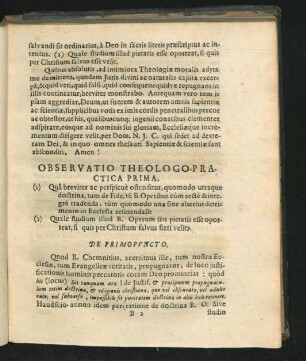 Observatio Theologo-Practica Prima.