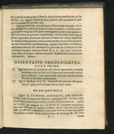 Observatio Theologo-Practica Prima.