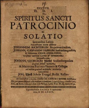 De Spiritus Sancti patrocinio ac solatio