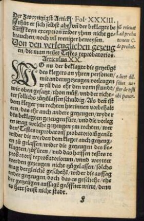 Von den verleuglichen gezeugen/ die man nennet Testes reprobatorios. Articulus. XX.