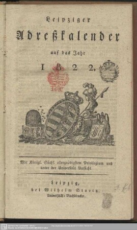 1822: Leipziger Adreßkalender : auf d. Jahr ...