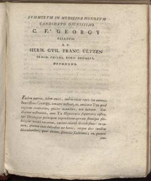 Summorum In Medicina Honorum Candidato Dignissimo C. F. Georgy ...