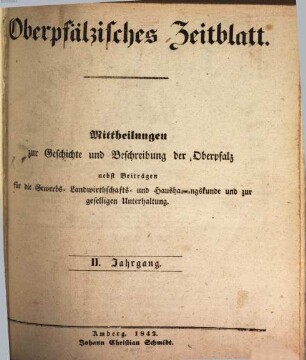 Oberpfälzisches Zeitblatt. 1842 = Jg. 2