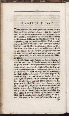 Fünfter Brief. [Über Genremalerei.]