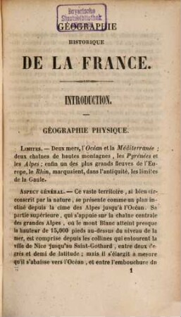 Géographie politique de la France, depuis les temps les plus reculés jusqu'a la révolution de 1789, 1. Jusqu'en 1453