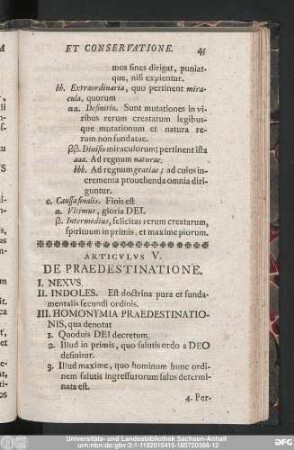 Articulus V. De Praedestinatione.