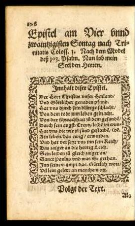 Epistel am Vier unnd zwaintzigisten Sontag nach Trinitatis ...