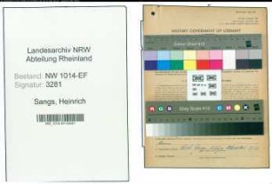 Entnazifizierung Heinrich Sangs , geb. 06.01.1900 (Arbeiter)