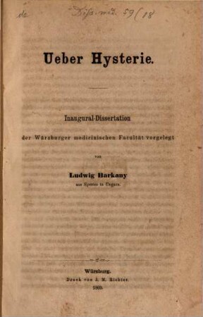 Ueber Hysterie