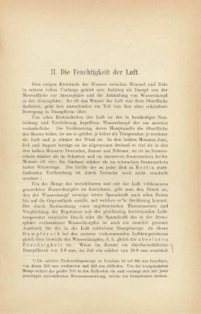 II. Die Feuchtigkeit der Luft