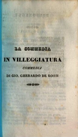 La commedia in villeggiatura