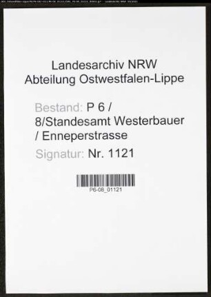 Heiratsregister Standesamt Hagen-Enneperstraße (Sitz Westerbauer)