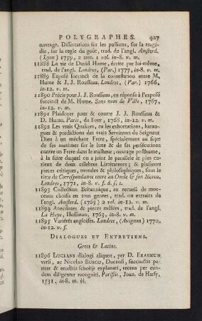 427-463, Dialogues et Entretiens - Épistolaires