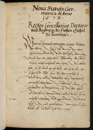 Nova statuta Germanica de anno 1575 (1583?) [Neue Statuten der Universität, 1575/1583]