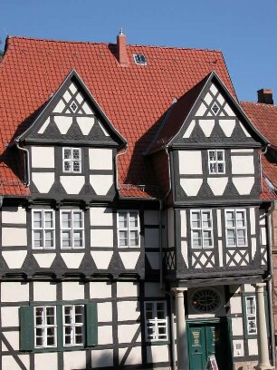 Quedlinburg, Sachsen-Anhalt, Frontalansicht des Geburtshauses des Dichters Klopstock, jetzt Literaturmuseum
