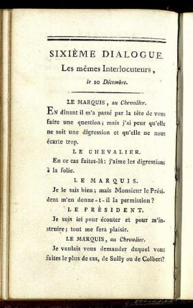 Sixième Dialogue. Les mêmes Interlocuteurs, le 10 Décembre.