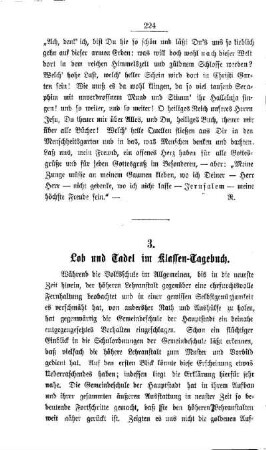 Lob und Tadel im Klassen-Tagebuch