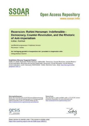 Rezension: Rohini Hensman: Indefensible - Democracy, Counter-Revolution, and the Rhetoric of Anti-Imperialism