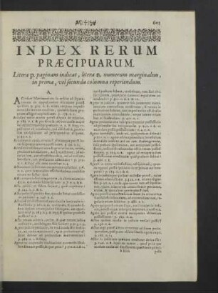 Index rerum praecipuarum.