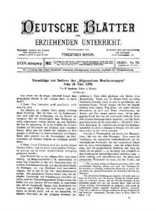 Vorschläge zur Reform der "Allgemeinen Bestimmungen" vom 15. Okt. 1872 : (Fortsetzung)