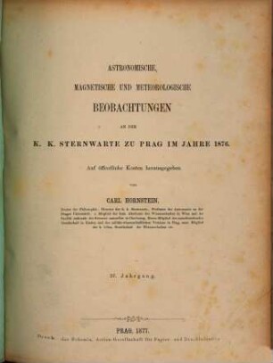 Astronomische, magnetische und meteorologische Beobachtungen an der K.K. Sternwarte zu Prag, 37. 1876