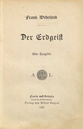 Der Erdgeist : eine Tragödie