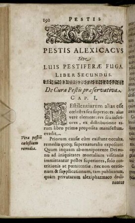 De Cura Pestis præservativa. Cap. I.