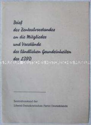 Sonderdruck mit dem Wortlaut eines Offenen Briefes des Zentralvorstandes der LDPD ihre Mitglieder