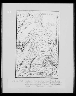 Karte der Jungfrau Europa aus Sebastian Münsters Kosmographia