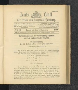 No.266, Sonnabend, den 1. November 1919