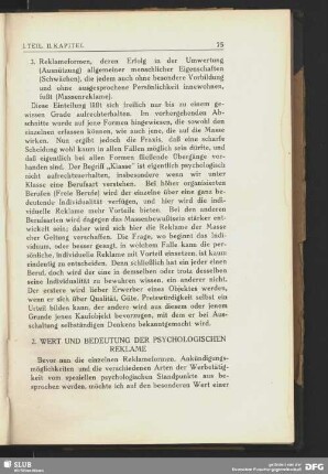 2. Wert und Bedeutung der psychologischen Reklame