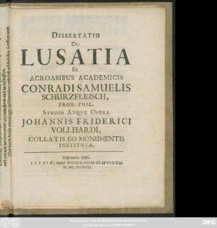 Dissertatio De Lusatia