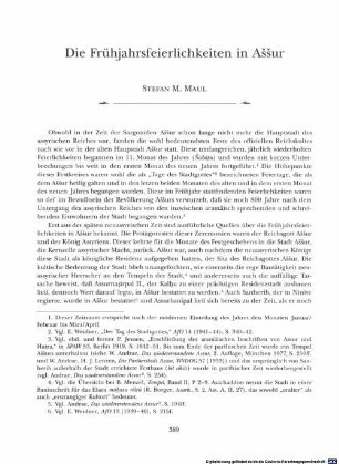 Die Frühjahrsfeierlichkeiten in Aššur