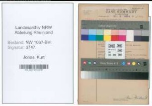 Entnazifizierung Kurt Jonas , geb. 16.08.1901 (Bankrat)