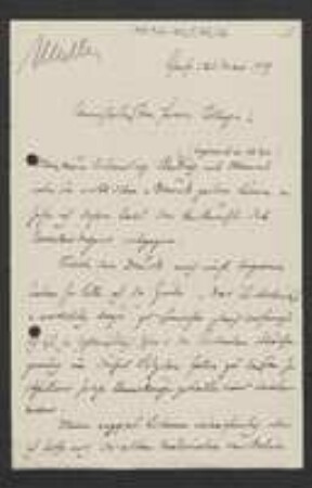 Brief von Johann Müller an Unbekannt