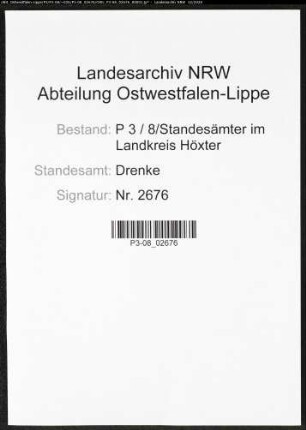 Sterberegister Standesamt Drenke
