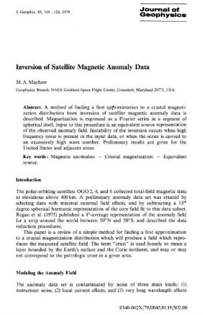Inversion of satellite magnetic anomaly data