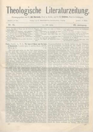 425-427 [Rezension] Cook, Stanley A., The laws of Moses and the Code of Hammurabi