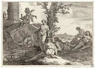 Landschaft mit sechs Nymphen und zwei Putten, aus der Folge "Varii Baccanali"