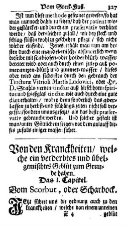 Das I. Capitel. Vom Scorbut, oder Scharbock.