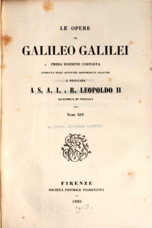 Le opere di Galileo Galilei. 14