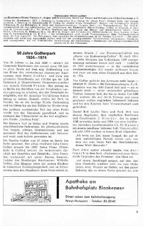 50 Jahre Goßlerpark 1924 - 1974
