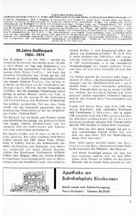 50 Jahre Goßlerpark 1924 - 1974