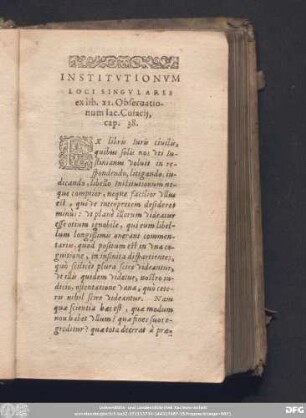 Institutionum Loci Singulares ex lib. XI. Observationum Iac. Cuiacii, cap. 38.