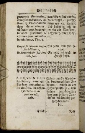 Sequuntur Symbola ... / Folgen nun die Symbola, ... - Quotidiana Precatio ... / Tägliches Gebet ...