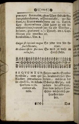 Sequuntur Symbola ... / Folgen nun die Symbola, ... - Quotidiana Precatio ... / Tägliches Gebet ...