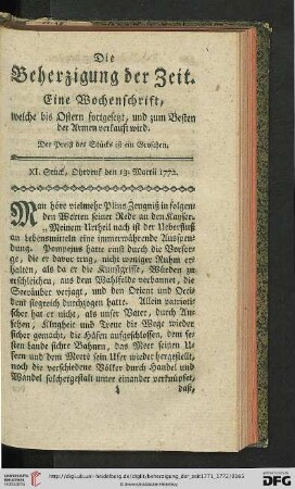 XI. Stueck, Ohrdruf den 13. Martii 1772.