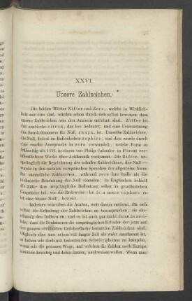 XXVI. Unsere Zahlzeichen