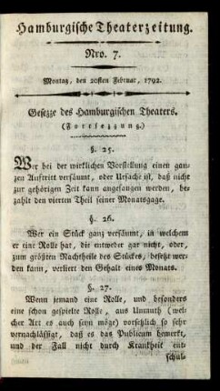 Nro 7. Montag, den 20ten Februar, 1792